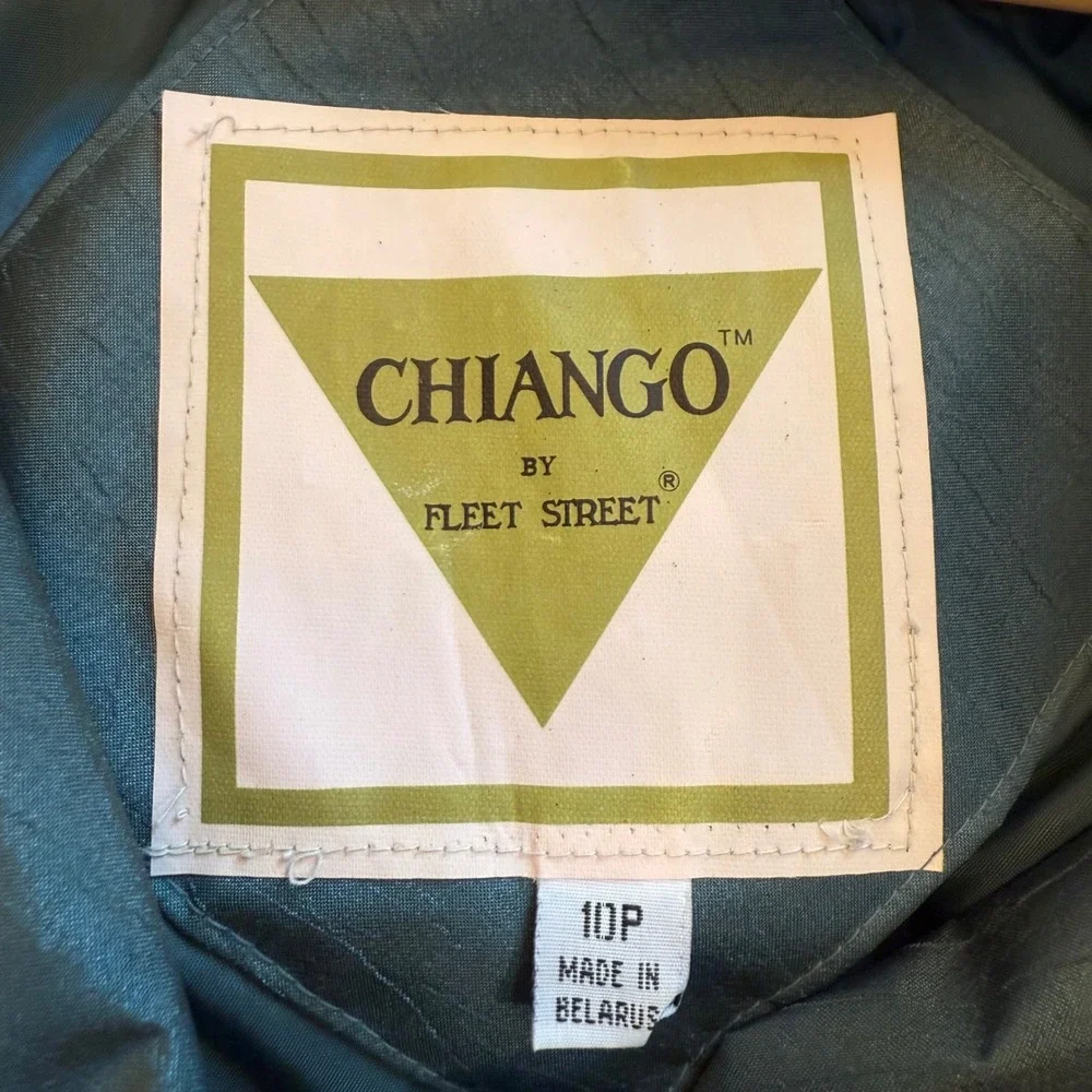 CHIANGO FLEET STREET Womens Trench Coat Dark‎ Teal Belted Size 10P